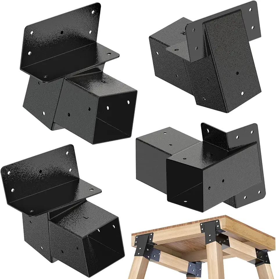 BeneLabel 4Pack Black/Green Deer Blind Brackets 4x4 Heavy Duty Deer Stand Bracket Compound Angle Brackets for Tree Stand, Raised Platform, Tree House, Swing Set, Deers Station