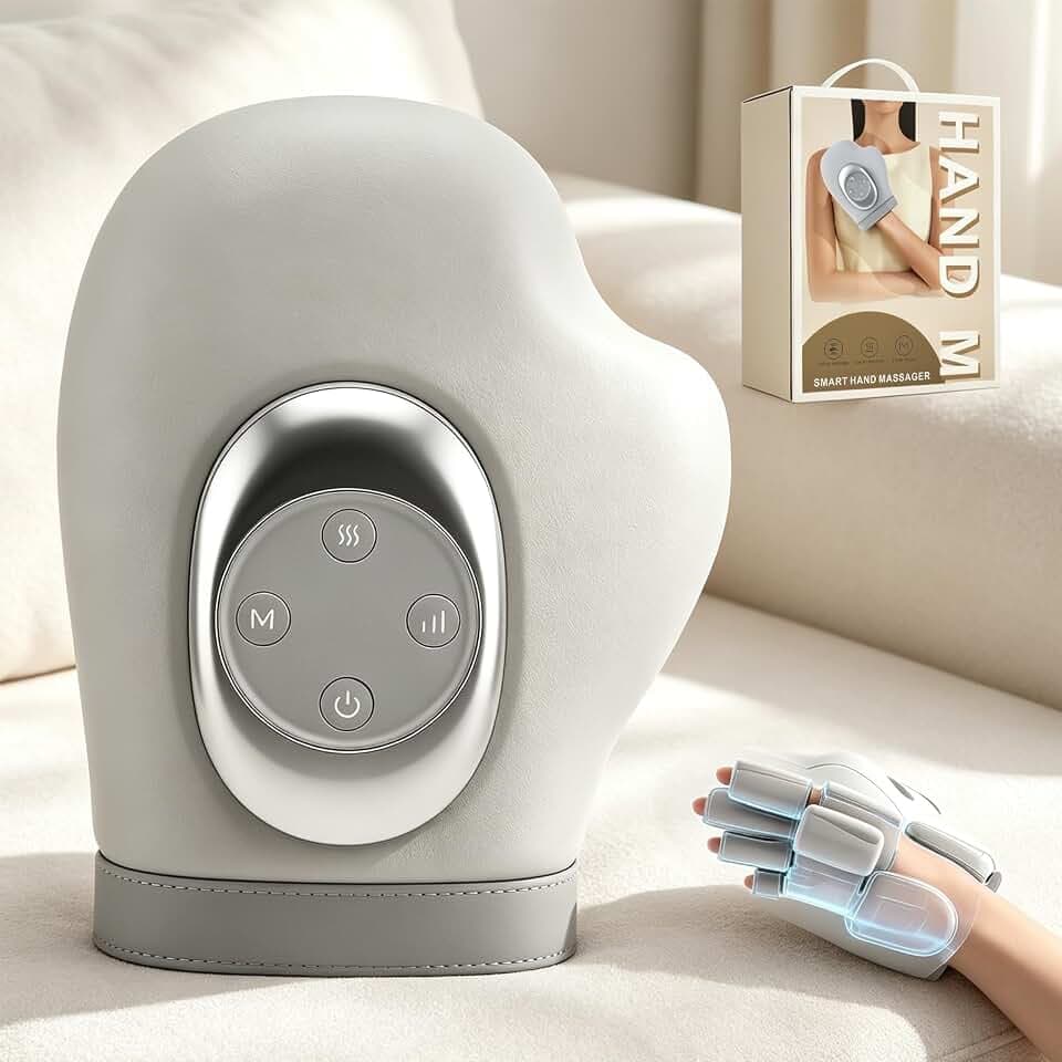 Handmassagegerät mit Wärme & Kompression, Elektrischer Handmassager bei Arthritis & Karpaltunnelsyndrom, Schmerzlinderung für Hände und Handgelenke, Entspannung für Zuhause/Büro, Geschenk Damen Herren