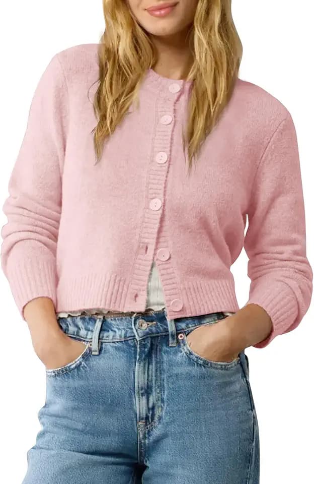 Urban CoCo Women’s Cropped Cardigan Sweater Lightweight Long Sleeve Y2K Fall Spring Jacket Clothes 2026
