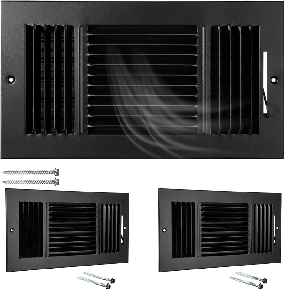 Wesiti 2 Pcs 12x6 Inch Vent Covers Ceiling Wall HVAC 3 Way Steel,Black