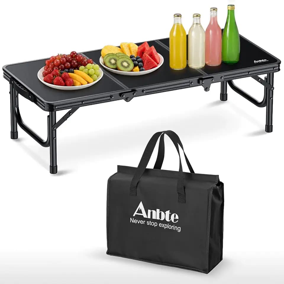 Anbte 34.2" x 15.7" Small Low Folding Picnic Table, 10.3" Height, Black