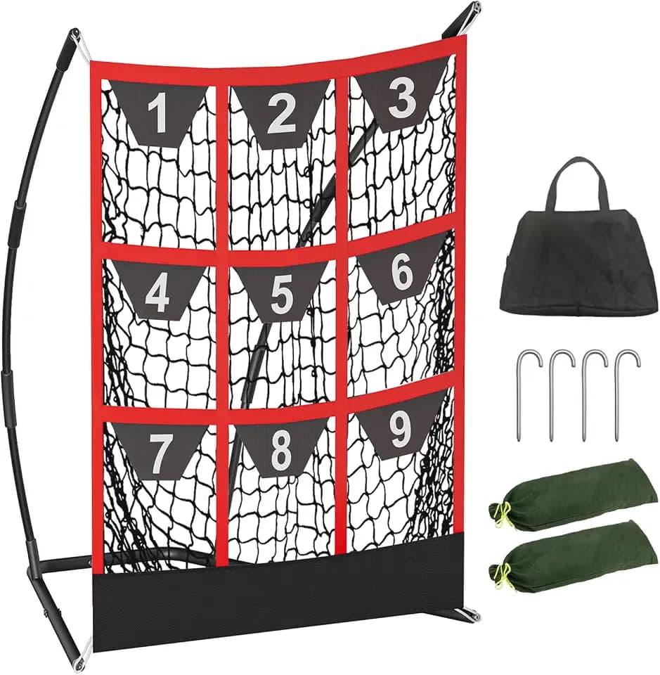 Queension 9 Hole Pitching Net with Strike Zone Target for Baseball Training