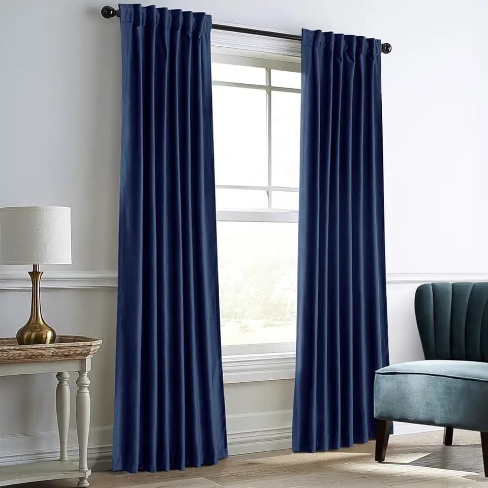 Dreaming Casa Velvet Room Darkening Curtains 84 Inch Long, 2 Panels, Royal