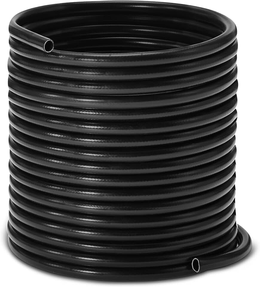 Amazon Basics Hochleistungs-Gartenschlauch, PVC-Wasserschlauch, 15,0m, 1,3cm Innendurchmesser, Schwarz