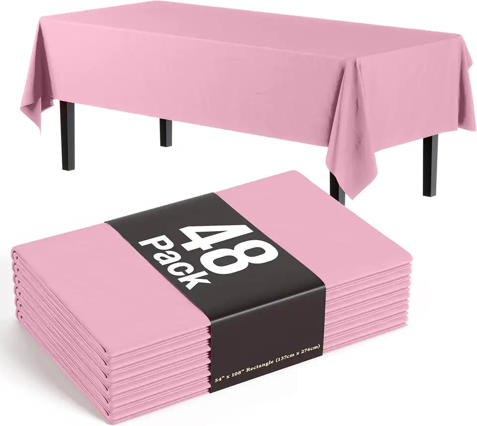 Exquisite Pink Rectangle Tablecloth 54"X108" - 48 Pack