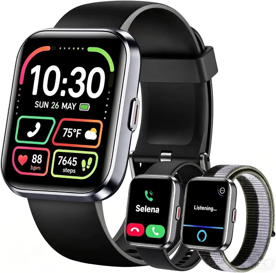 WMK Smart Watches for Women, 1.83" Smart Watch for Android Phones & iPhone, Black