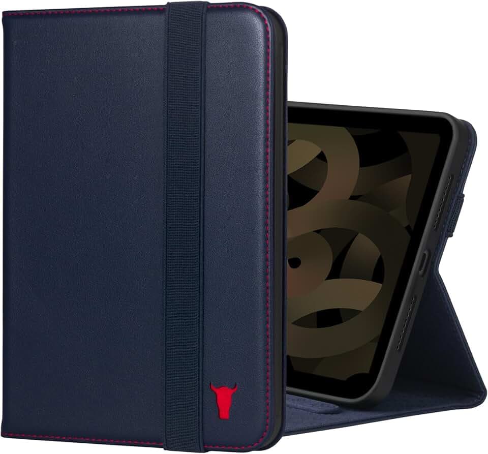 TORRO Case Compatible with iPad mini 7/6 – Genuine Leather iPad mini 7th / 6th Generation (2024/2021) Cover with Stand Function, Apple Pencil Connectivity and Wake Sleep Function (Navy Blue)