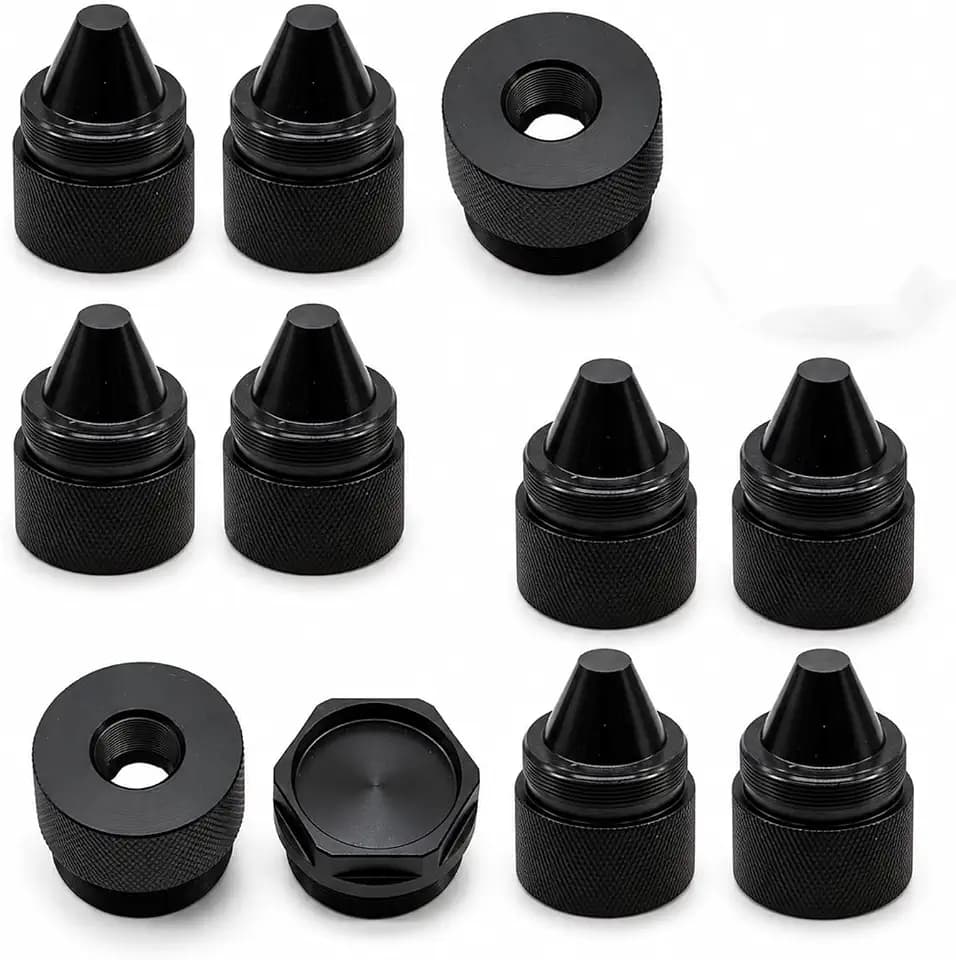 Aluminum Alloy Black Cone Shaped Parts Sealed End Cap