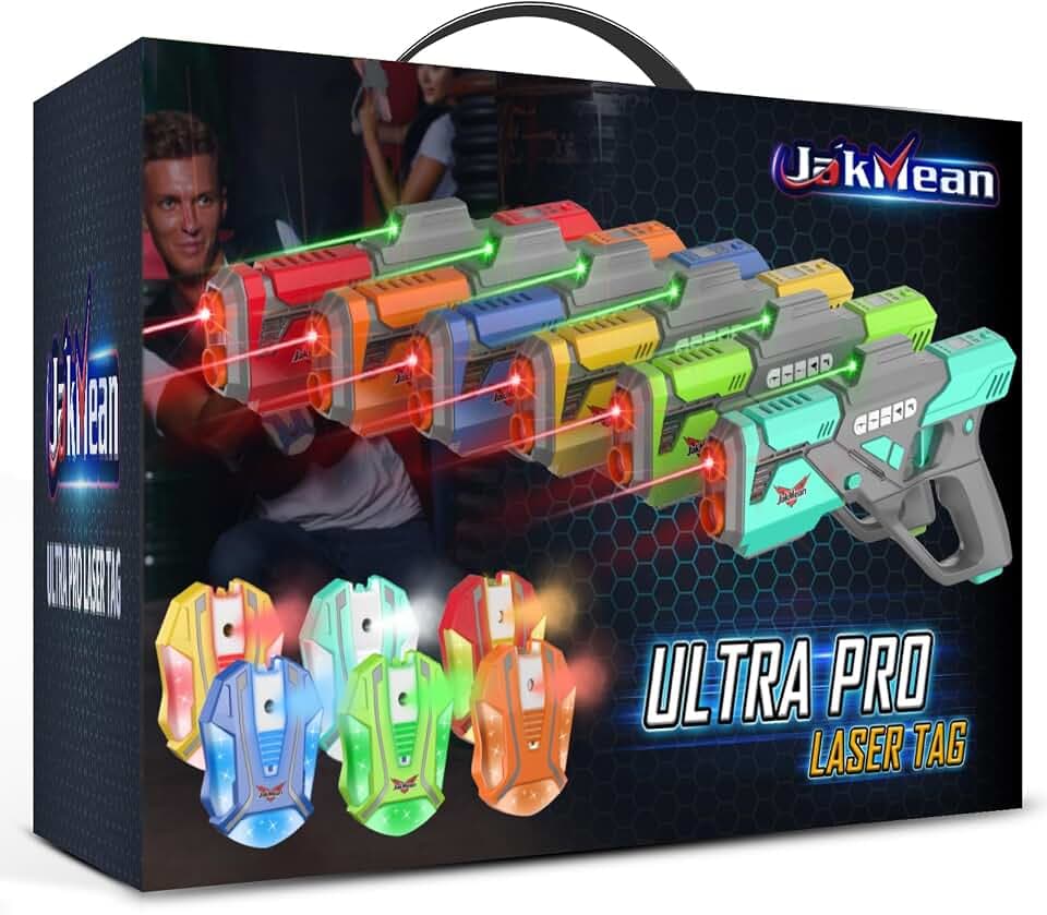 Rechargeable Laser Tag Set with Vests, Upgrade Laser Tag Guns Set of 6 with Mist Spray Effect & LED Digital, Multi Player Toy for Teen Boys & Girls, Indoor&Outdoor Toy Play Game Gift,Ages 8+
