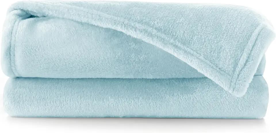 DecoKing Kuscheldecke 70x150 cm hellblau Decke Microfaser Tagesdecke Mic