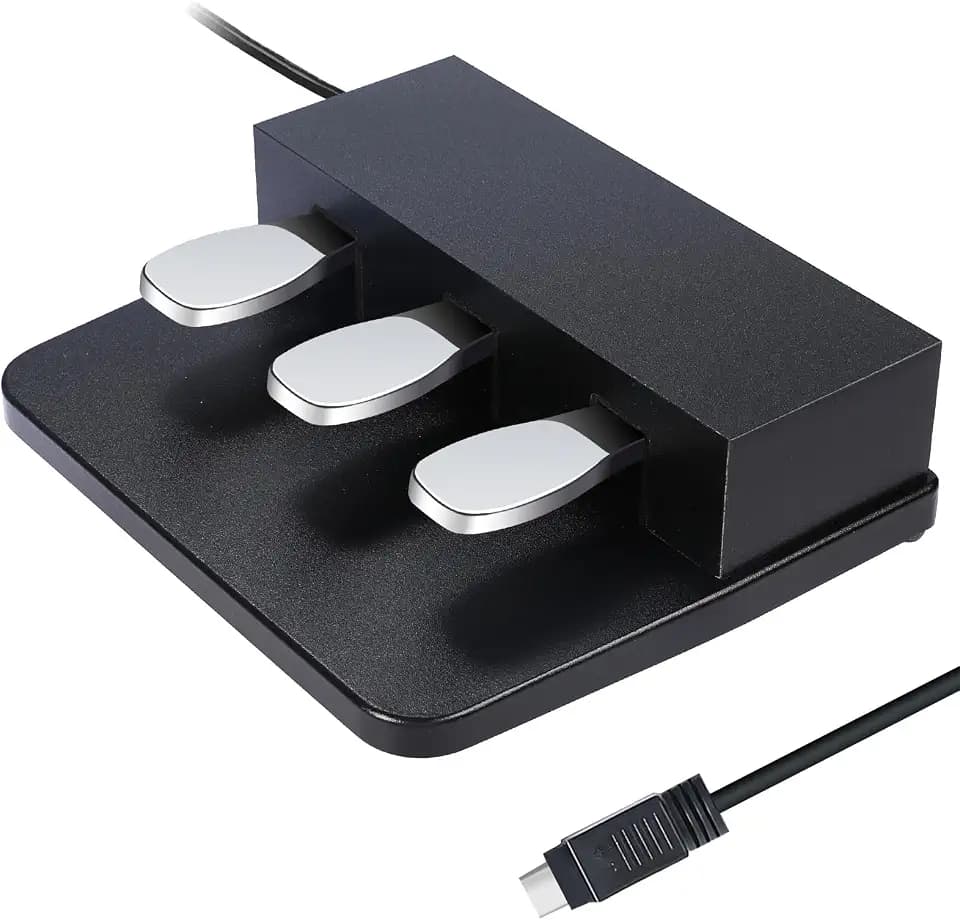 3-Pedal For Digital Keyboards Pianos,Three Foot Pedal Unit Compatible With Yamaha P125, P121, P515, DGX670 Electric Digital Pianos