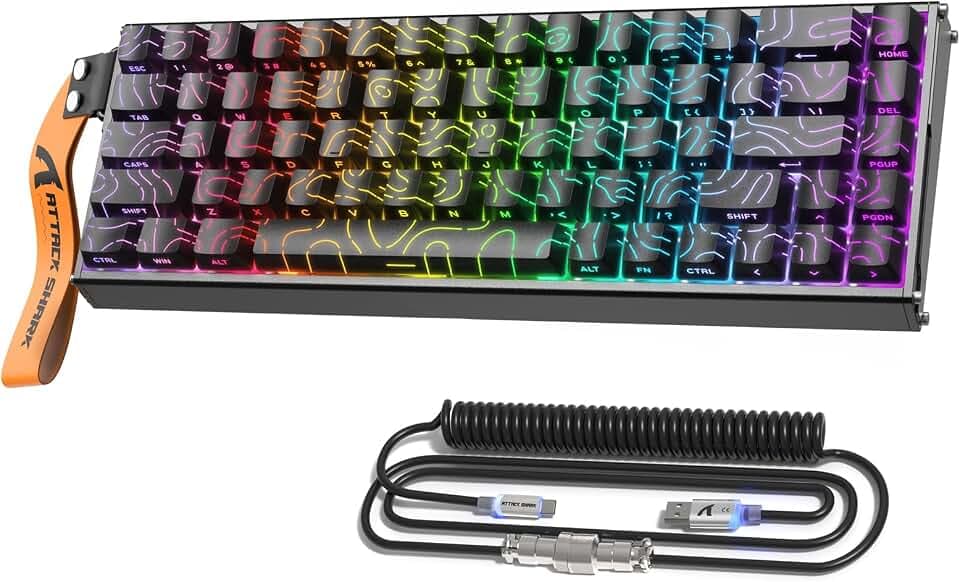ATTACK SHARK X68 MAX HE 60% Wired Magnetic Switch Keyboard,Full Aluminum CNC,0.005mm RT Accuracy,8KHz Rapid Trigger Mechanical Gaming Keyboard,Adjustable Actuation,RGB Coiled Cable for FPS Games,Black