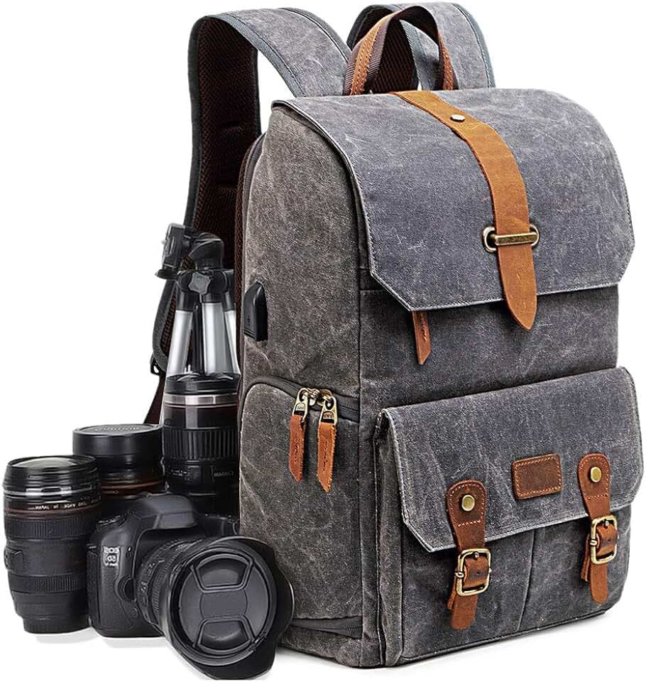 UBAYMAX Canvas Camera Backpack for Canon Nikon Sony DSLR SLR Waterproof