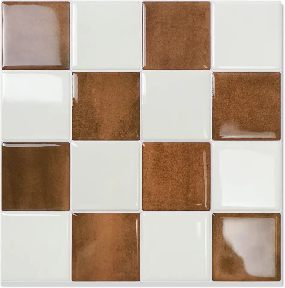 STICKGOO 10 Sheets Peel and Stick Backsplash - 9" x 9" 4D Adhesive Peel and Stick Tile Backsplash for Kitchen&Bathroom