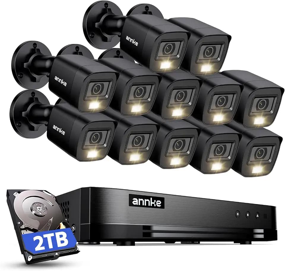 ANNKE 16 Channel Security Camera System, 12Pcs 2MP Outdoor Cameras, 2TB HDD