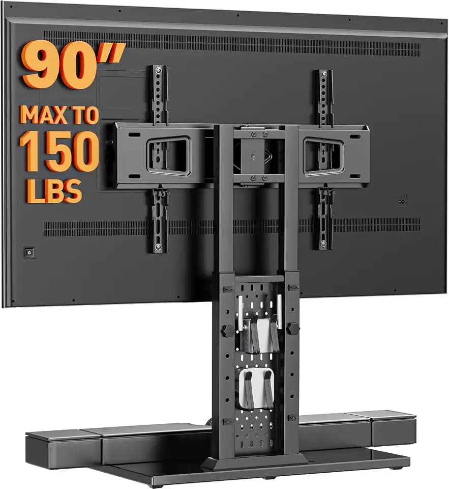 Perlegear Universal TV Stand Legs for 42-90 inch TVs with Pegboard Storage