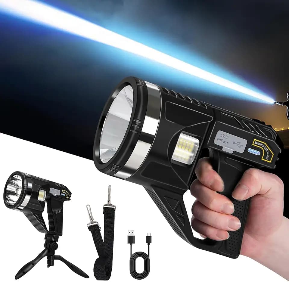 2000000 Lumens Super Bright Rechargeable Spotlight with Strap, XL