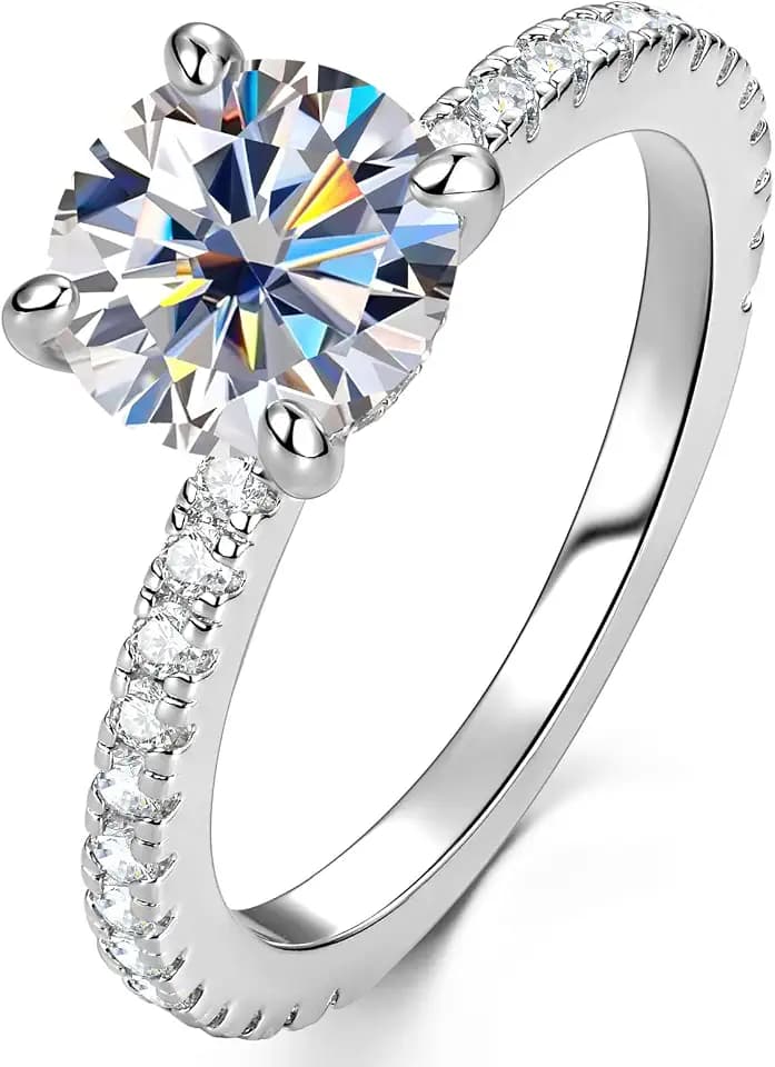 2CT Moissanite Solitaire Engagement Ring for Women