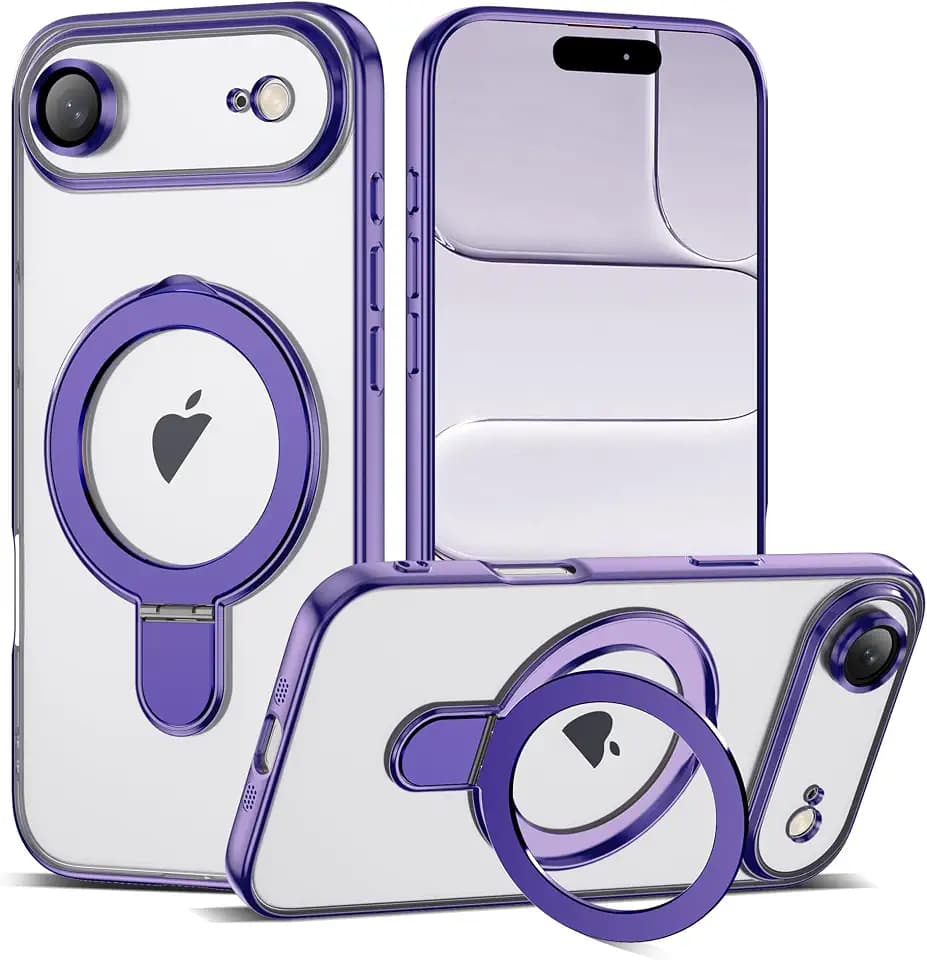 Plating Clear Case for iPhone 17 Air with Stand 6.3", Purple