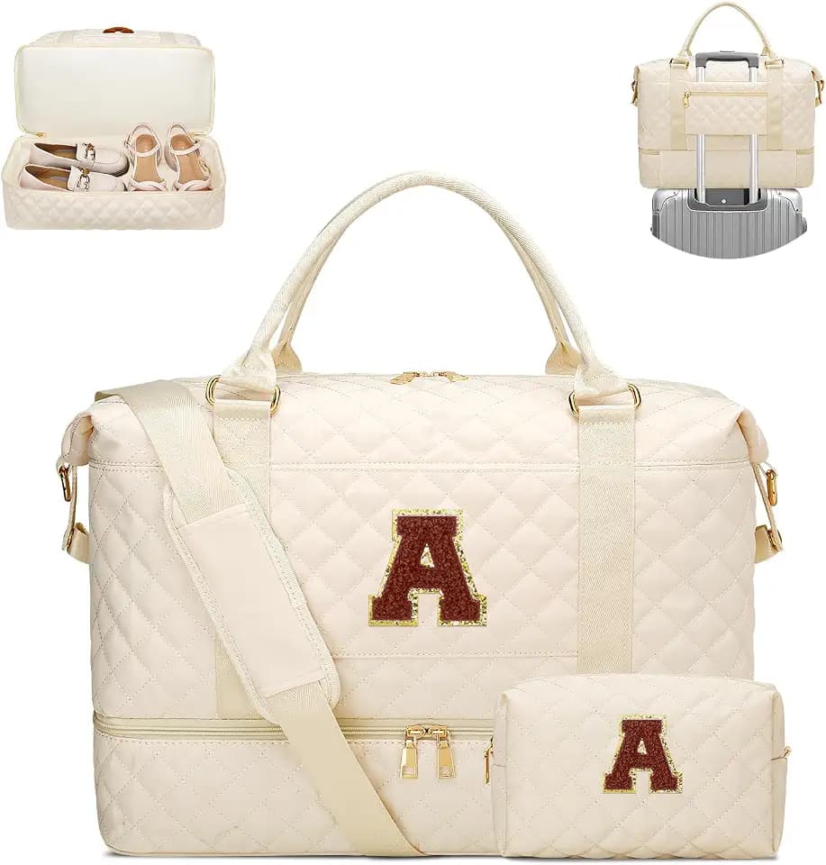 Personalized Gifts for Women Weekender Duffle Bags(Beige,A)