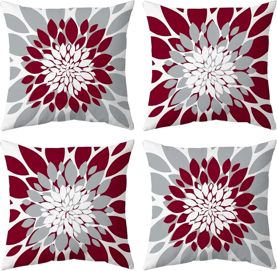 Outdoor Waterproof Pillow Covers for Patio, 18x18, Burgundy