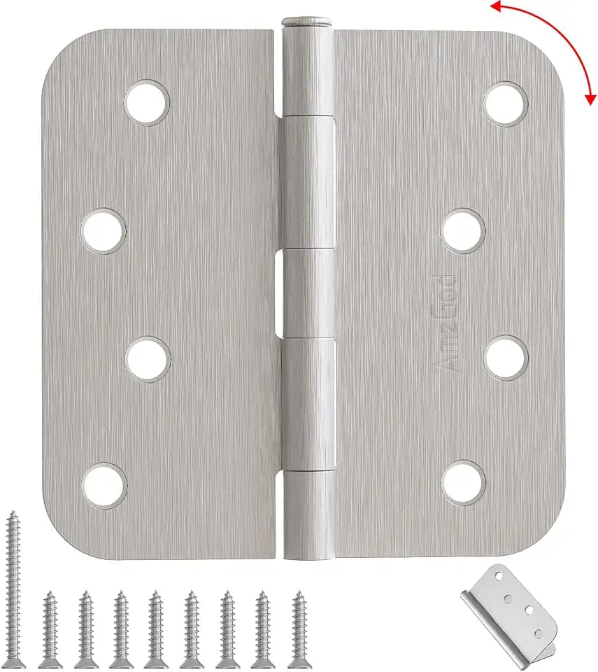 4 Inch Exterior Door Hinges Brushed Nickel 3 Pack with 5/8" Radius