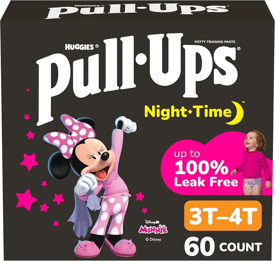 Pull-Ups Girls' Night-Time Potty Training Pants, Size 3T-4T, 60 Count