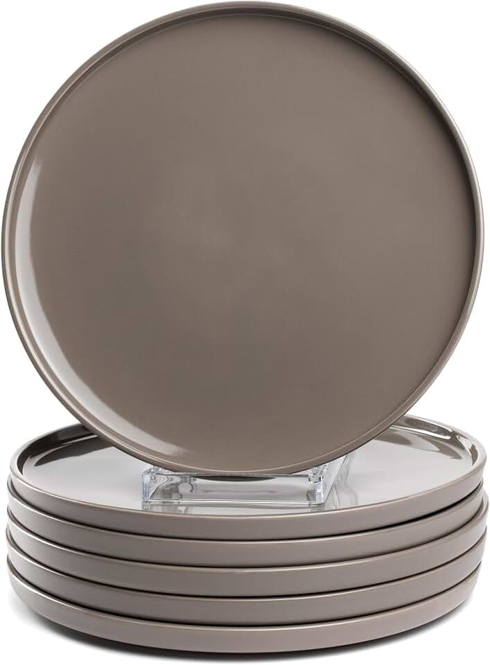 LEONARDO HOME Speiseteller ROMA 6er Set • Ø 27 cm • Mikrowellen- & Spülmaschinengeeignet • stapelbar • Keramik Geschirr für 6 Personen • Steingut-Teller mit glasierter Oberfläche • taupe • 027922