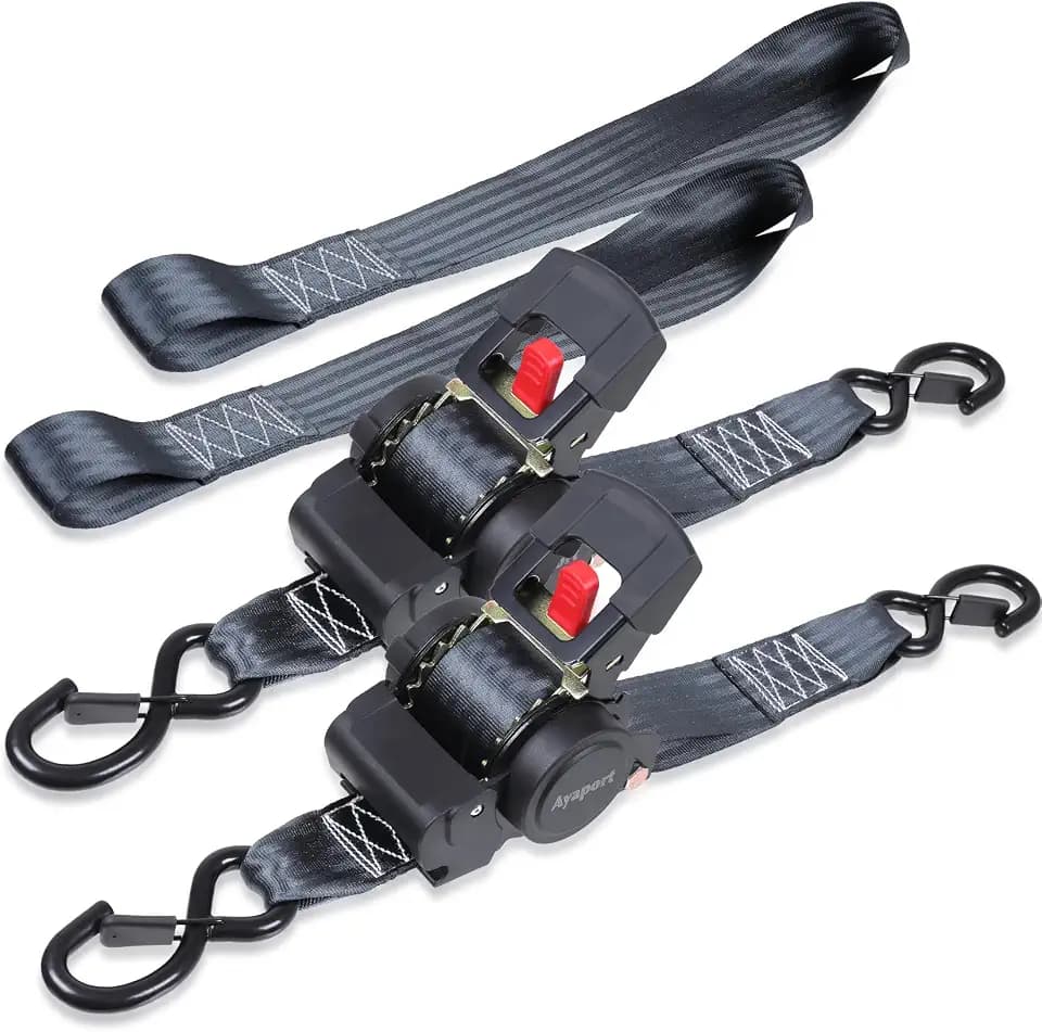 Ayaport Retractable Ratchet Straps 2in X 12.5ft(2PK)-3300lb Break Strength