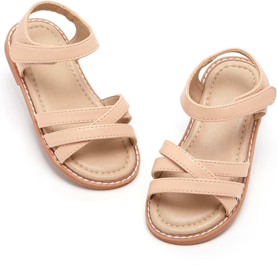 Felix & Flora Toddler Girl Sandals Open Toe Dress Flats for Parties Weddings.