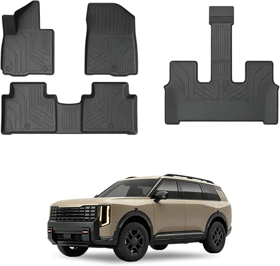 Floor Mat for 2027 Kia Telluride Hybrid Model, All Weather TPE Front/Rear Single Replacement Mat, Custom Fit Kia Telluride 2027 Accessories