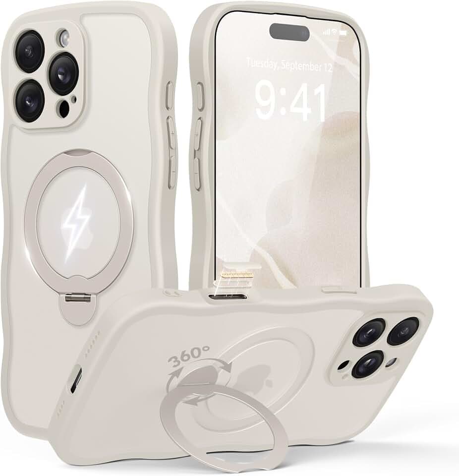 GOLBINBOX Magnetische Hülle für iPhone 16 Pro mit 360°-Ständer für Frauen