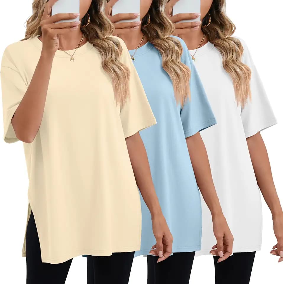 Huukeay 3 Pack Women's Oversized T Shirts Workout Tops
