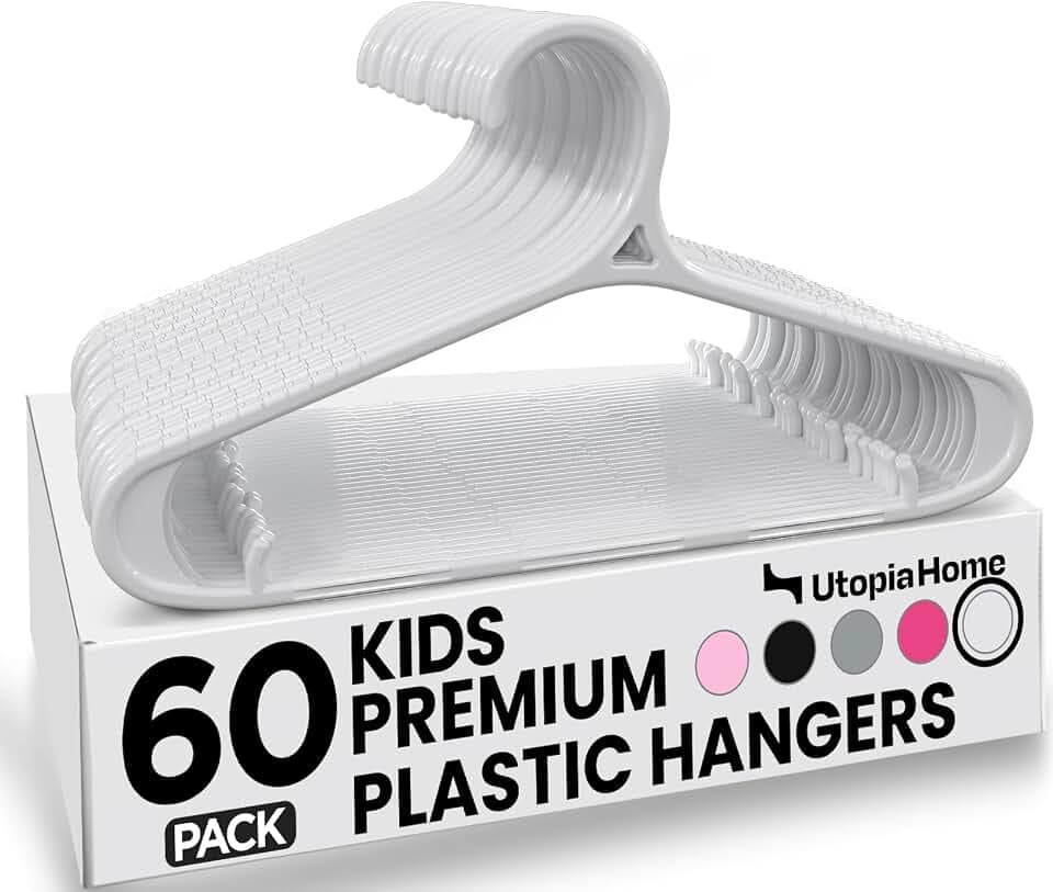 Utopia Home Kids Hangers 60 Pack – 11 Inch Non-Slip Baby Hangers White