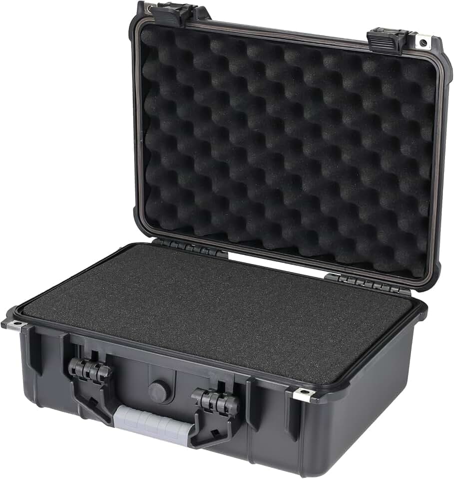 HMF ODK100 Outdoor-Fotokoffer, Transportkoffer mit Rasterschaumstoff | 41 x 32 x 17,5 cm