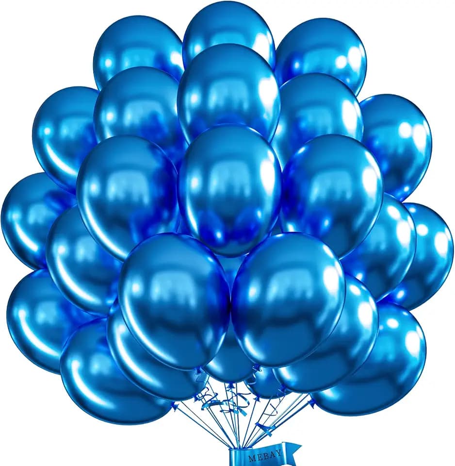 Metallic Blue Balloons 12 inch, Chrome Royal Blue Balloon 100 in a Pack