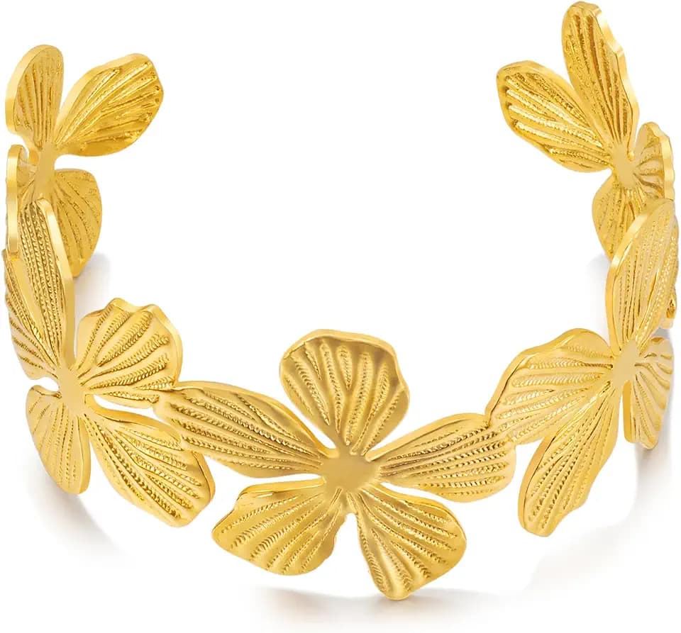 WOWORAMA Chunky Cuff Bangle Bracelets for Women, Gold/Silver