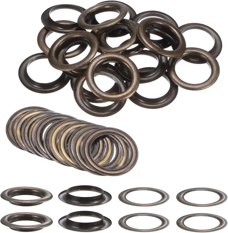 QUARKZMAN 20 Stück Ösen 40mm Metallösen Grommet Ösen Tülle Einschlagösen Befestigungsösen Scheiben für Planen Abdeckung Banner Leder Stoff Schuhe Handtaschen Vorhänge Bastel, Bronze