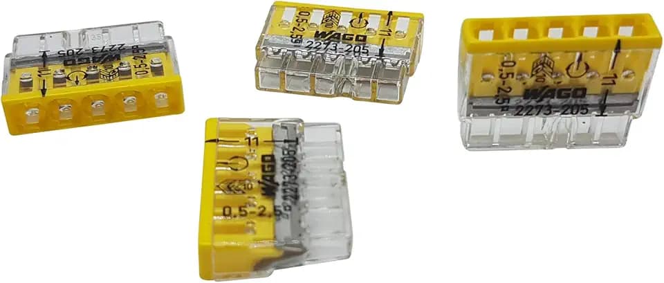 Wago 2273-205 Anschlussklemmen COMPACT Ø 0,5-2,5mm² 5-polig transparent gelb 20 Stück