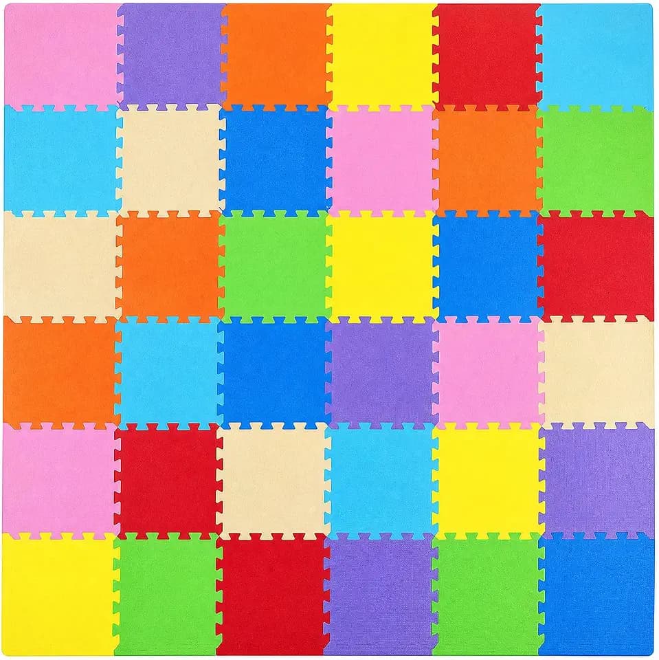 BalanceFrom Foam Floor Tiles for Kids - Non-Toxic Comfortable Baby Play Mat and Interlocking Foam Tiles for Crawling & Development, Soft Play Mat for Babies, 36 Tiles Cover 36 SQ SF