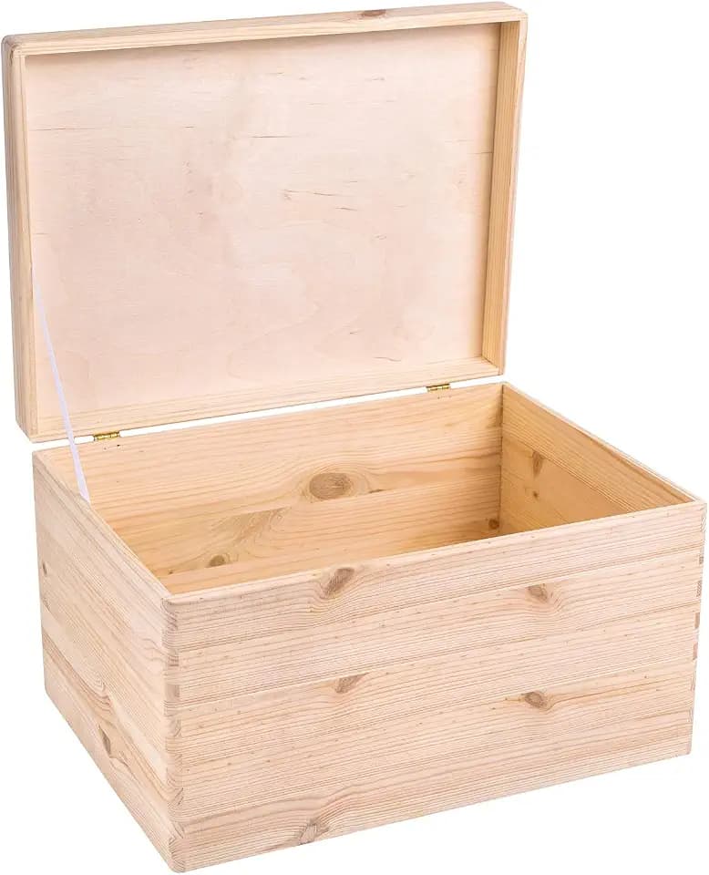 Creative Deco XXL Große Holzkiste mit Deckel | 40x30x24 cm Weihnachten | (+/-1cm) Holztruhe Erinnerungsbox Baby Holzbox mit Deckel Kasten Für Zeitschriften, Spielzeuge, Werkzeuge ROH & UNGESCHLIFFEN