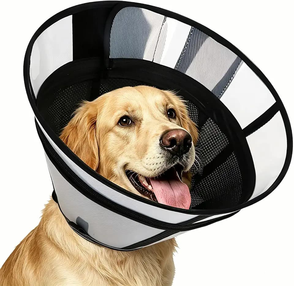 Soft Transparent Dog Cone Collar, Depth Adjustable Recovery Cone
