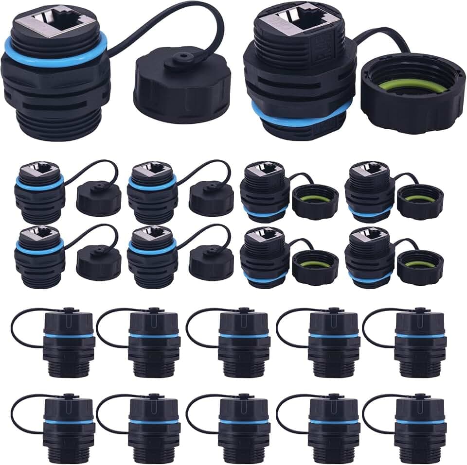 Waterproof CAT6 RJ45 Panel Mount Coupler, Shielded, 20PCS IP68