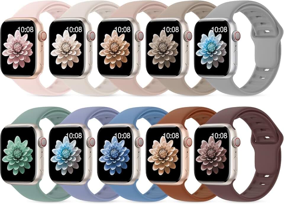 10 Pack Silicone Sport Bands Compatible with Apple Watch Band Women Men