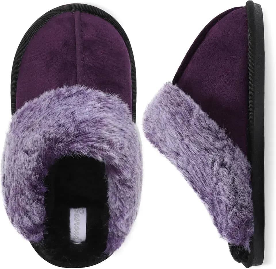 Besroad Winter Fuzzy House Slippers Sandals Plush Faux Fur Fluffy Flats Slippers Warm Slide Shoes for Women