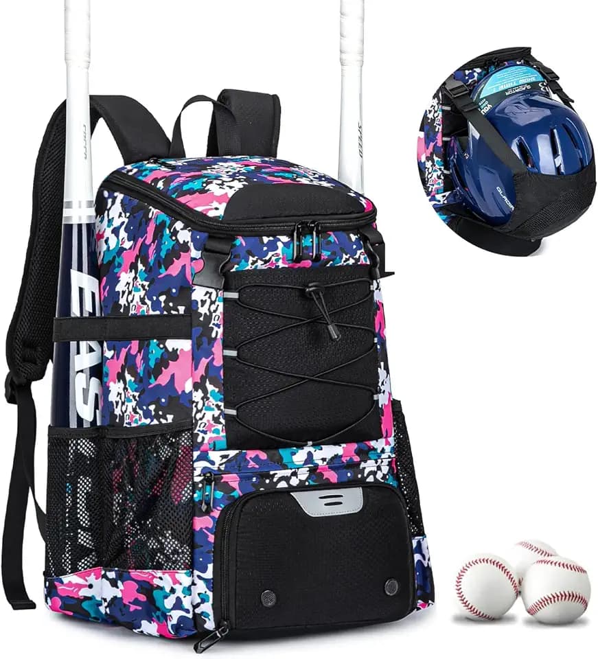 KAVIGOR Baseball Bag for Youth and Adult, Softball Backpack 40L Large Capacity, Bat Backpack with Shoes Compartment and Hidden Helmet Holder