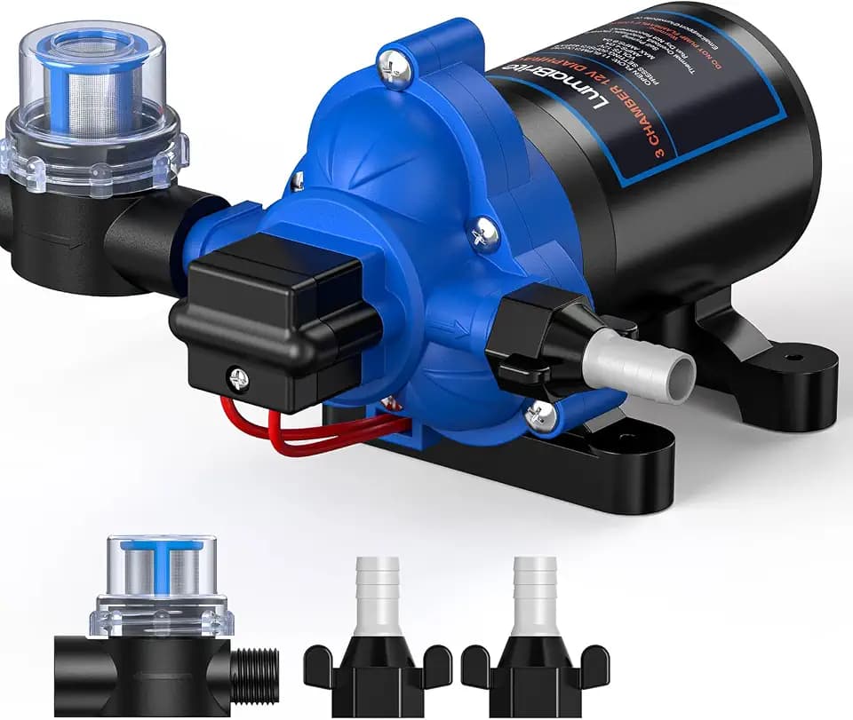 Wasserpumpe 12V Druckwasserpumpe, 3.0 GPM 50 PSI Wasserpumpe Selbstansaugend mit Druckschalter Wohnwagen 12v Membranpumpe für Camping Gartenbewässerung, Boote