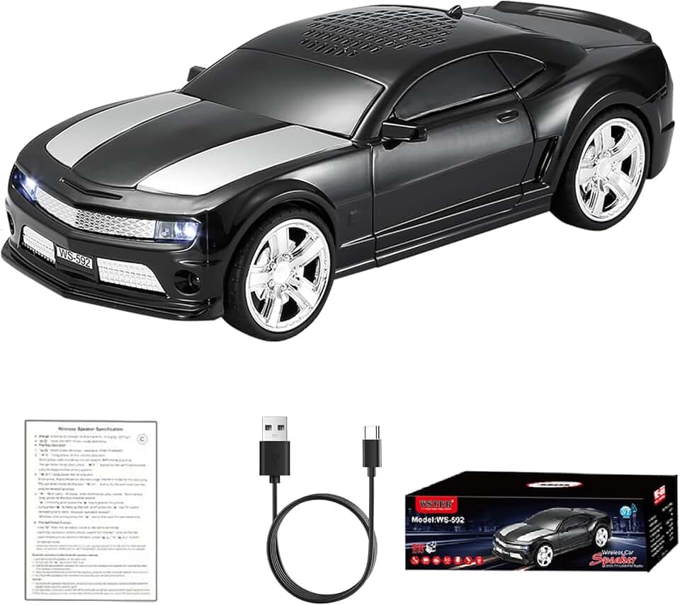WSTER WS-592 Muscle Car Bluetooth Speaker with LED Lights (Black)