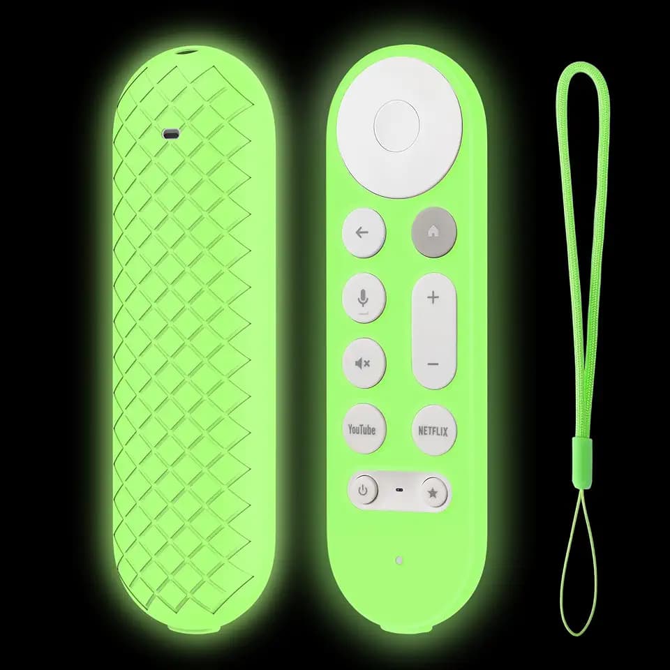 LEFXMOPHY Glow Cover for Google TV Streamer 4K Remote 2024 Voice Remote Green Silicone Case Protector