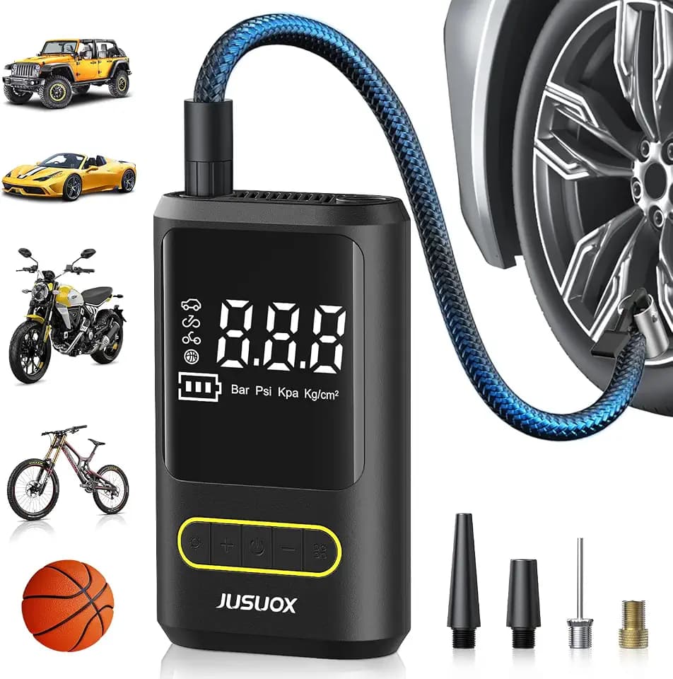 JUSUOX Tire Inflator Portable Air Compressor, 150PSI Cordless, Auto Off